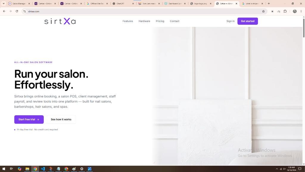 Sirtxa dashboard showing Autumn AI receptionist activity